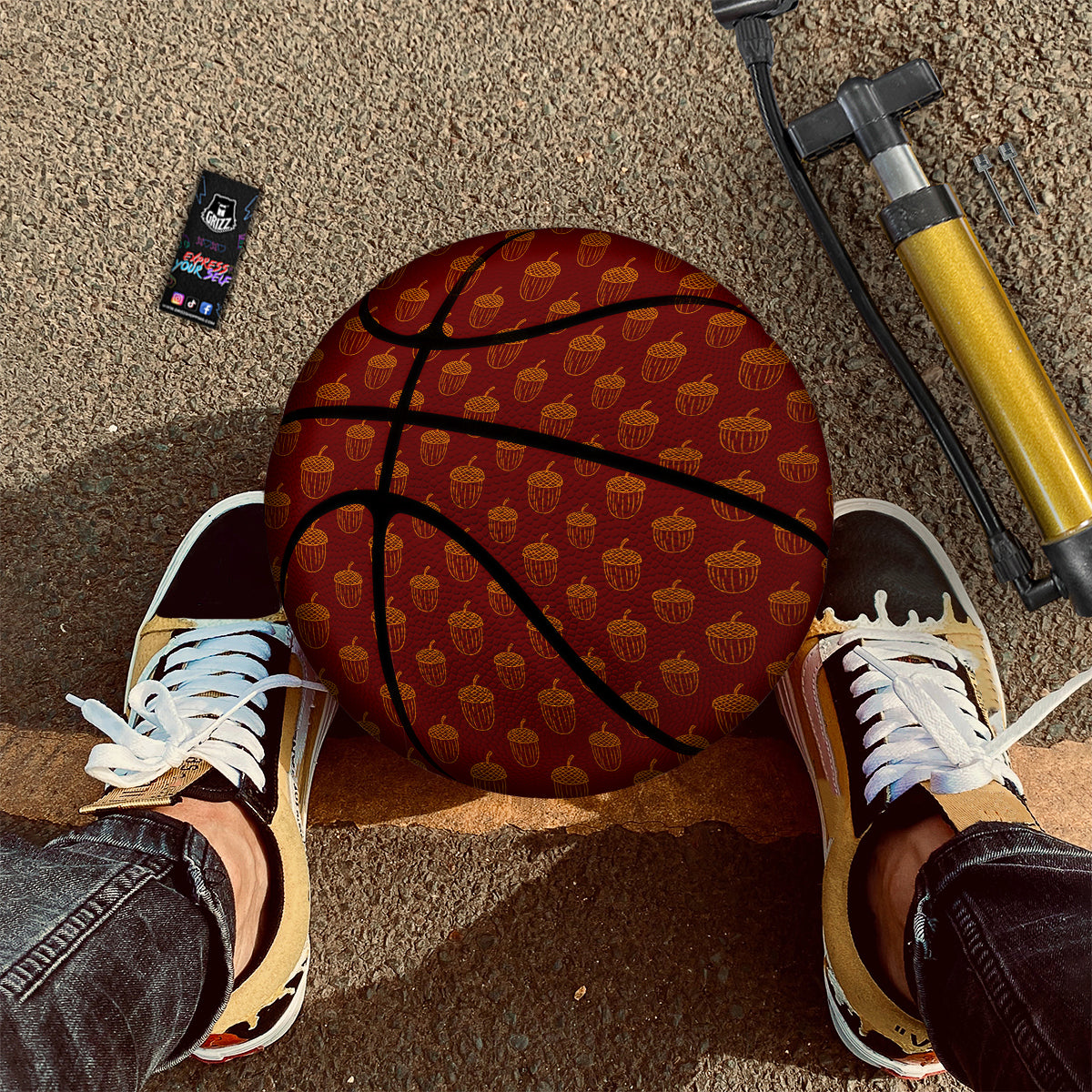 Brown Acorn Print Pattern Basketball-grizzshop