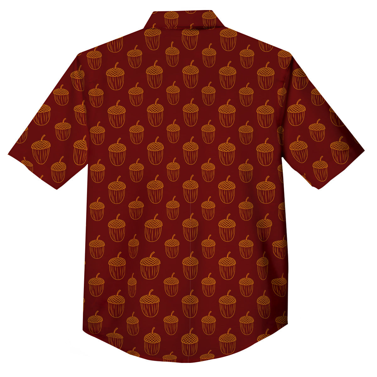 Brown Acorn Print Pattern Button Up Shirt-grizzshop