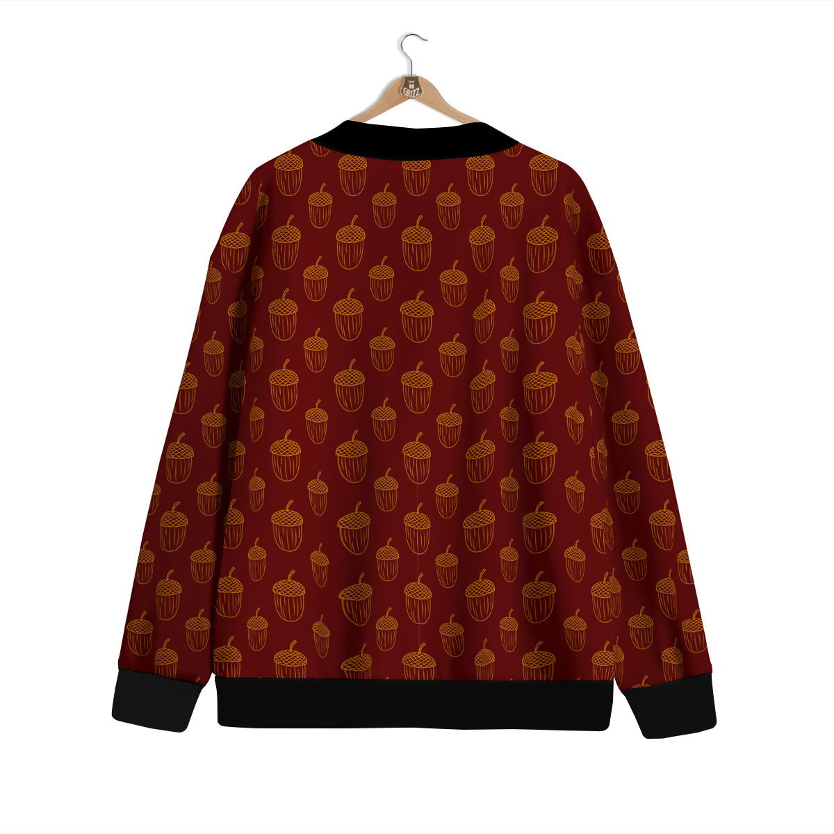 Brown Acorn Print Pattern Cardigan-grizzshop