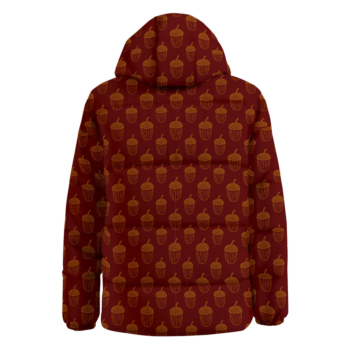 Brown Acorn Print Pattern Down Jacket-grizzshop
