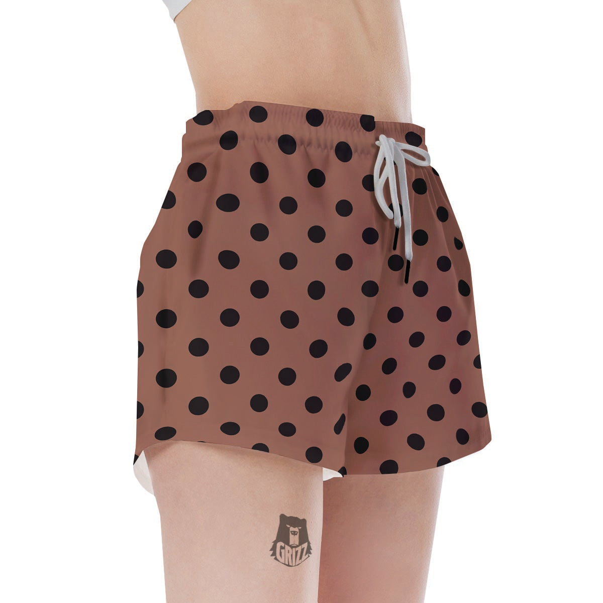 Brown And Black Polka Dot Women's Shorts-grizzshop