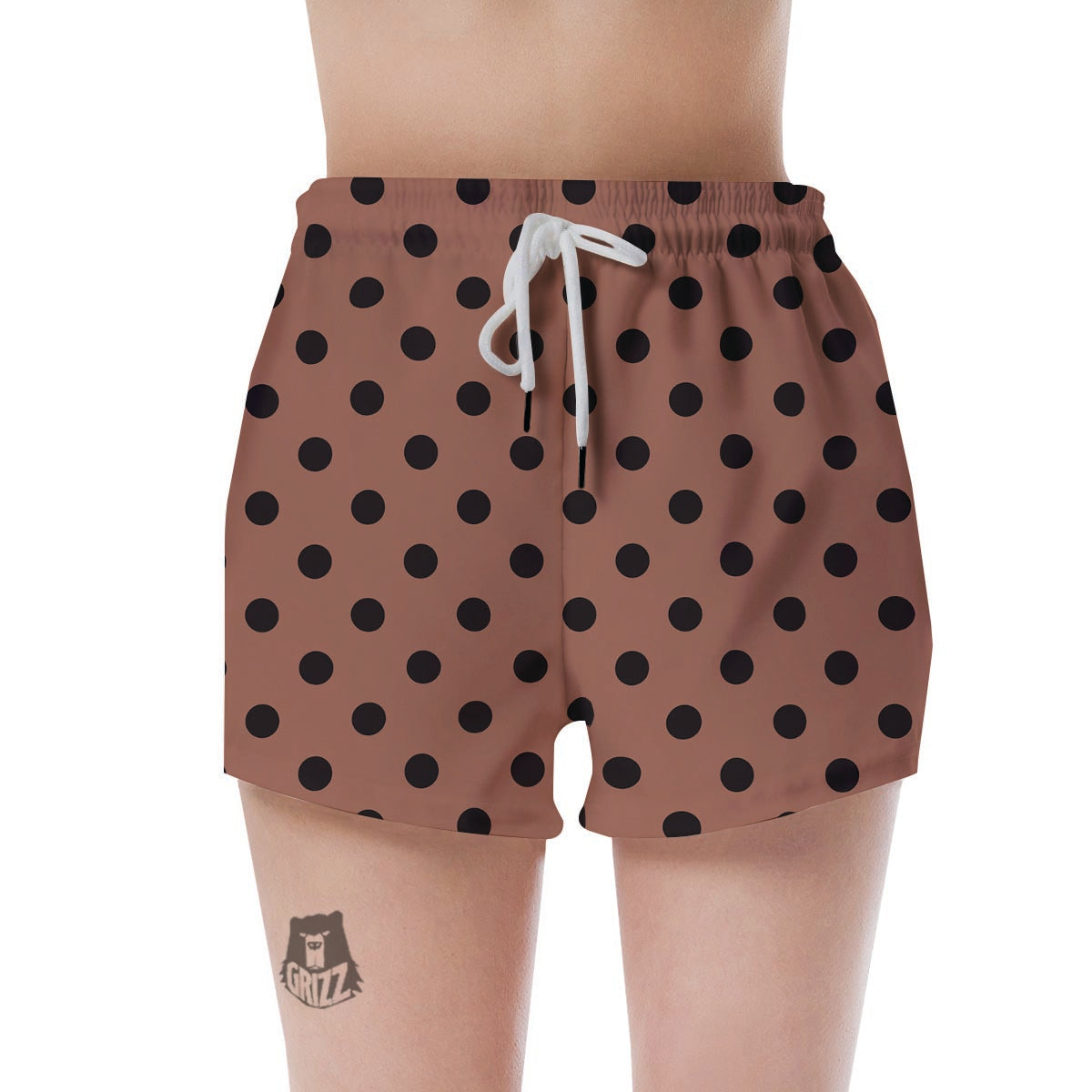 Brown And Black Polka Dot Women's Shorts-grizzshop