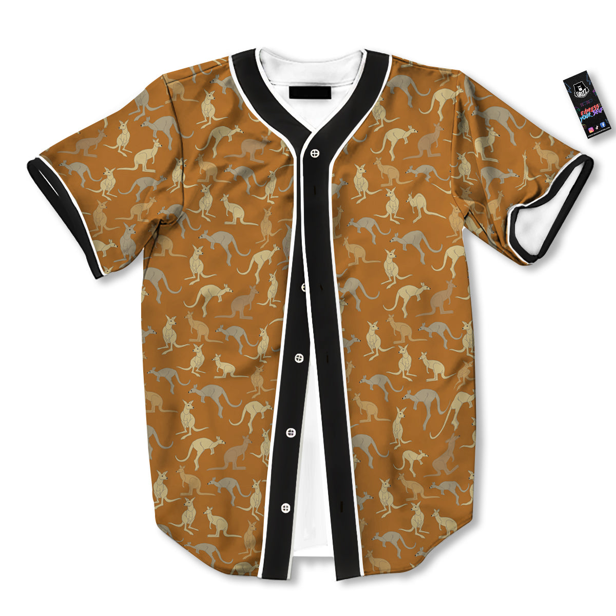 Brown And Grey Kangaroo Print Pattern Baseball Jersey-grizzshop