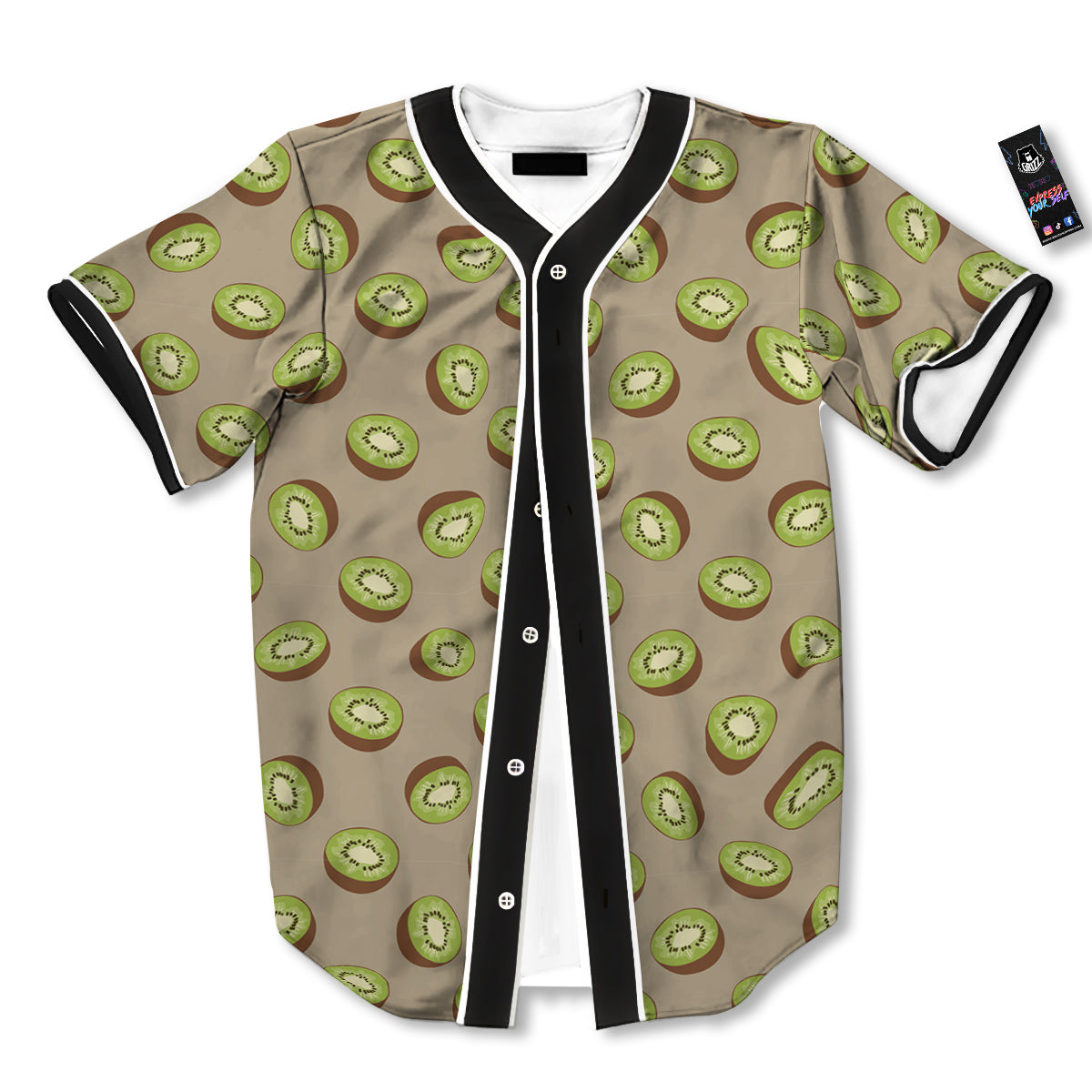 Brown And Kiwi Print Pattern Baseball Jersey-grizzshop