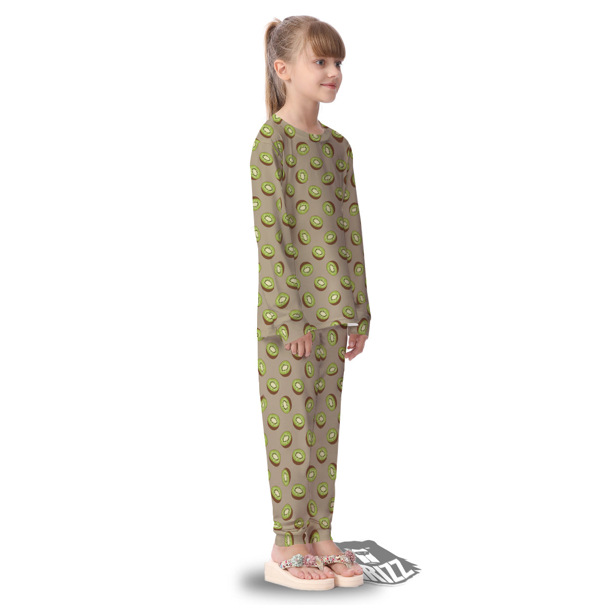 Brown And Kiwi Print Pattern Kid's Pajamas-grizzshop