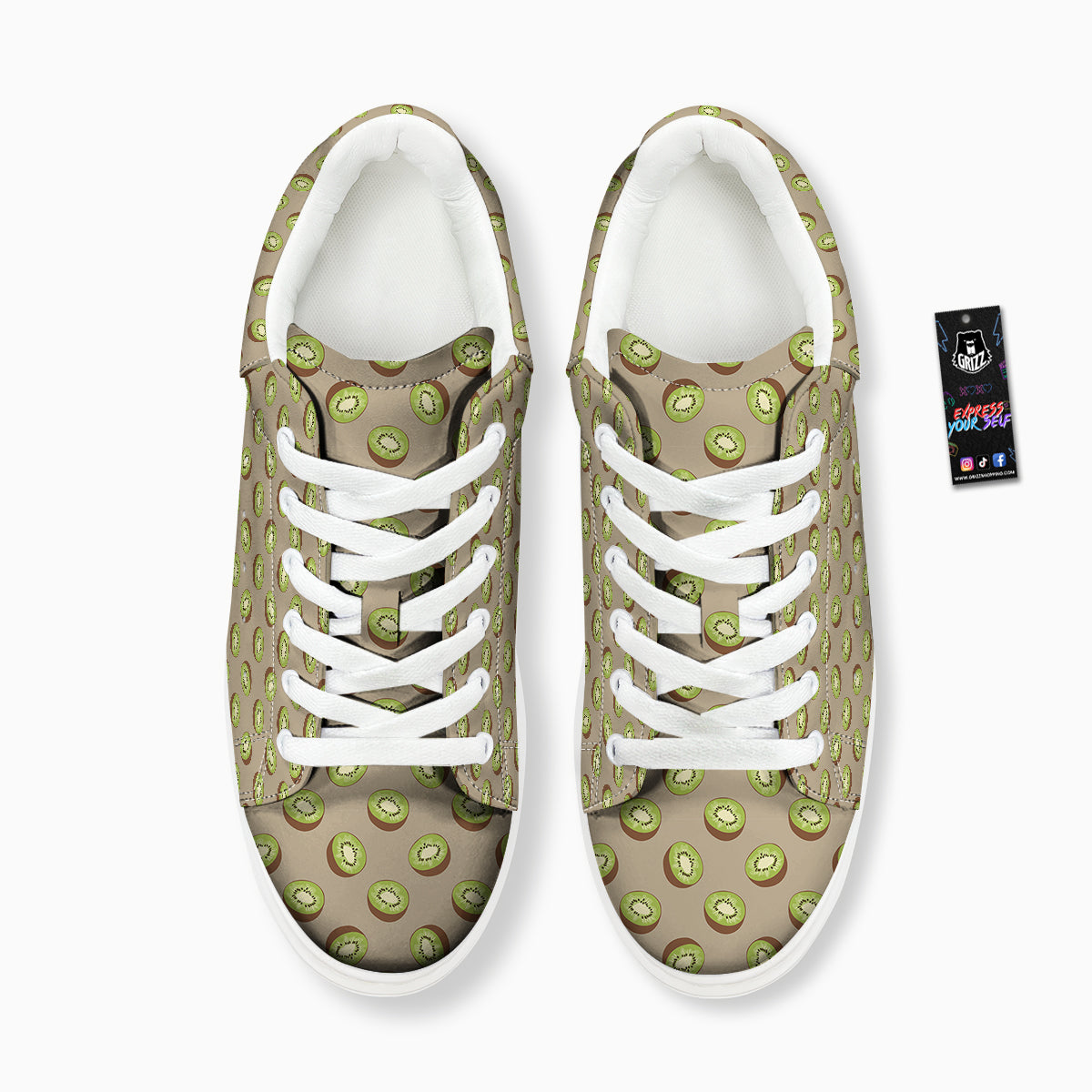 Brown And Kiwi Print Pattern Platform Shoes-grizzshop