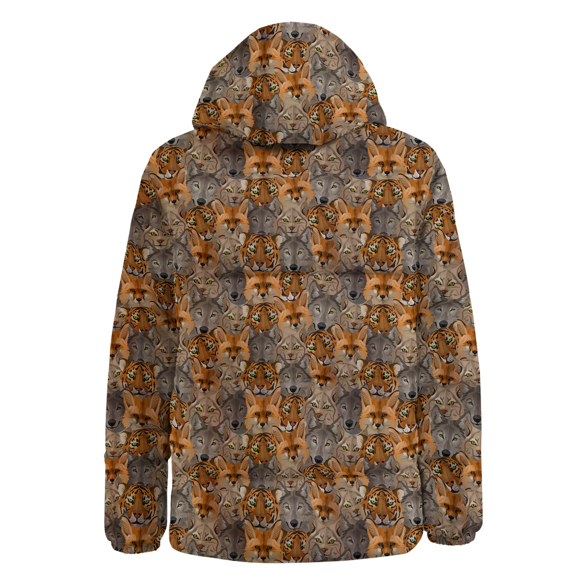 Brown And Orange Wild Animals Print Pattern Down Jacket-grizzshop