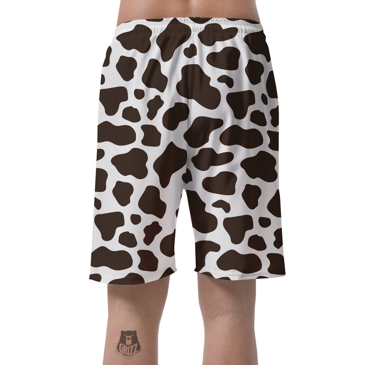 Brown And White Cow Print Men's Shorts-grizzshop