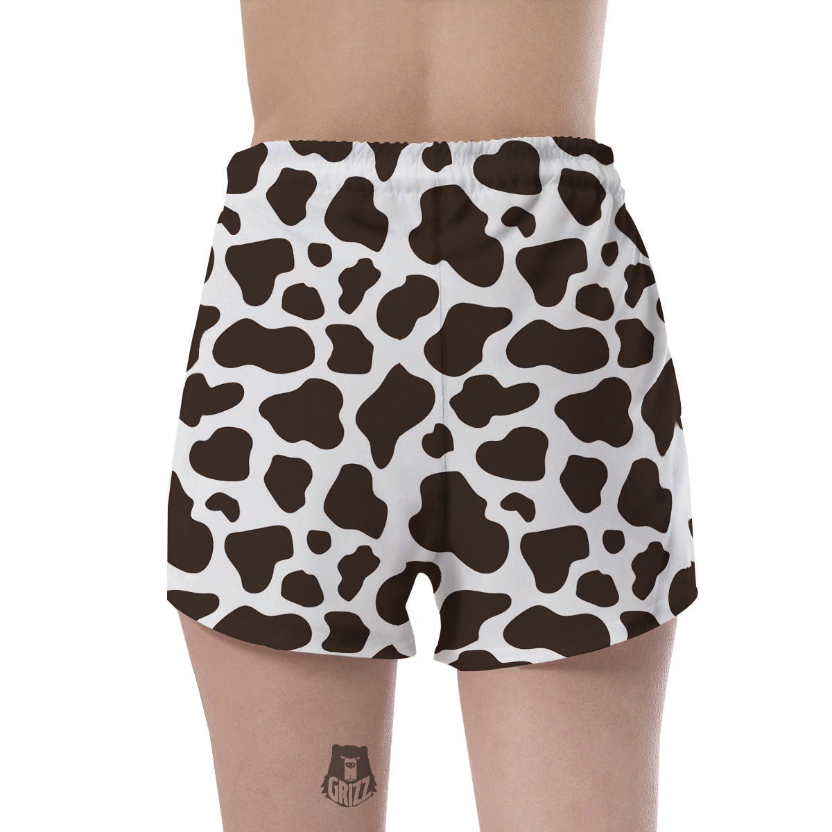 Brown And White Cow Print Women's Shorts-grizzshop