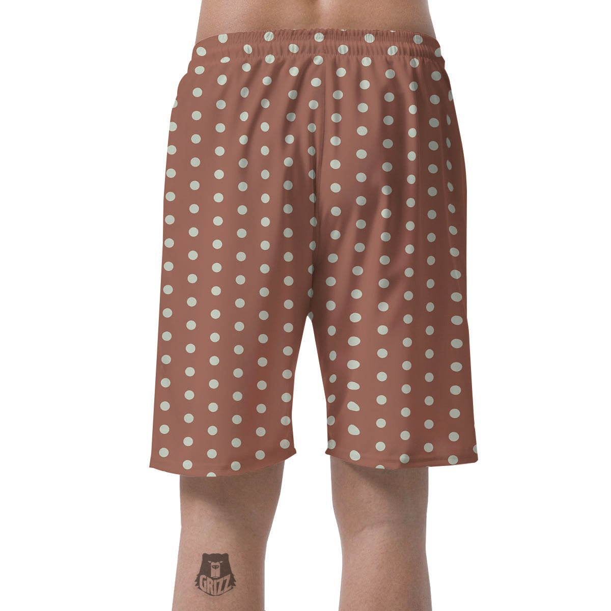 Brown And White Polka Dot Men's Shorts-grizzshop
