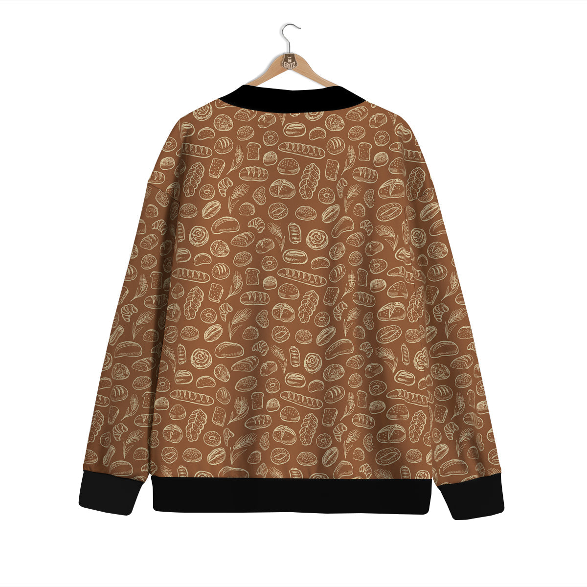Brown Bakery Beige Print Pattern Cardigan-grizzshop