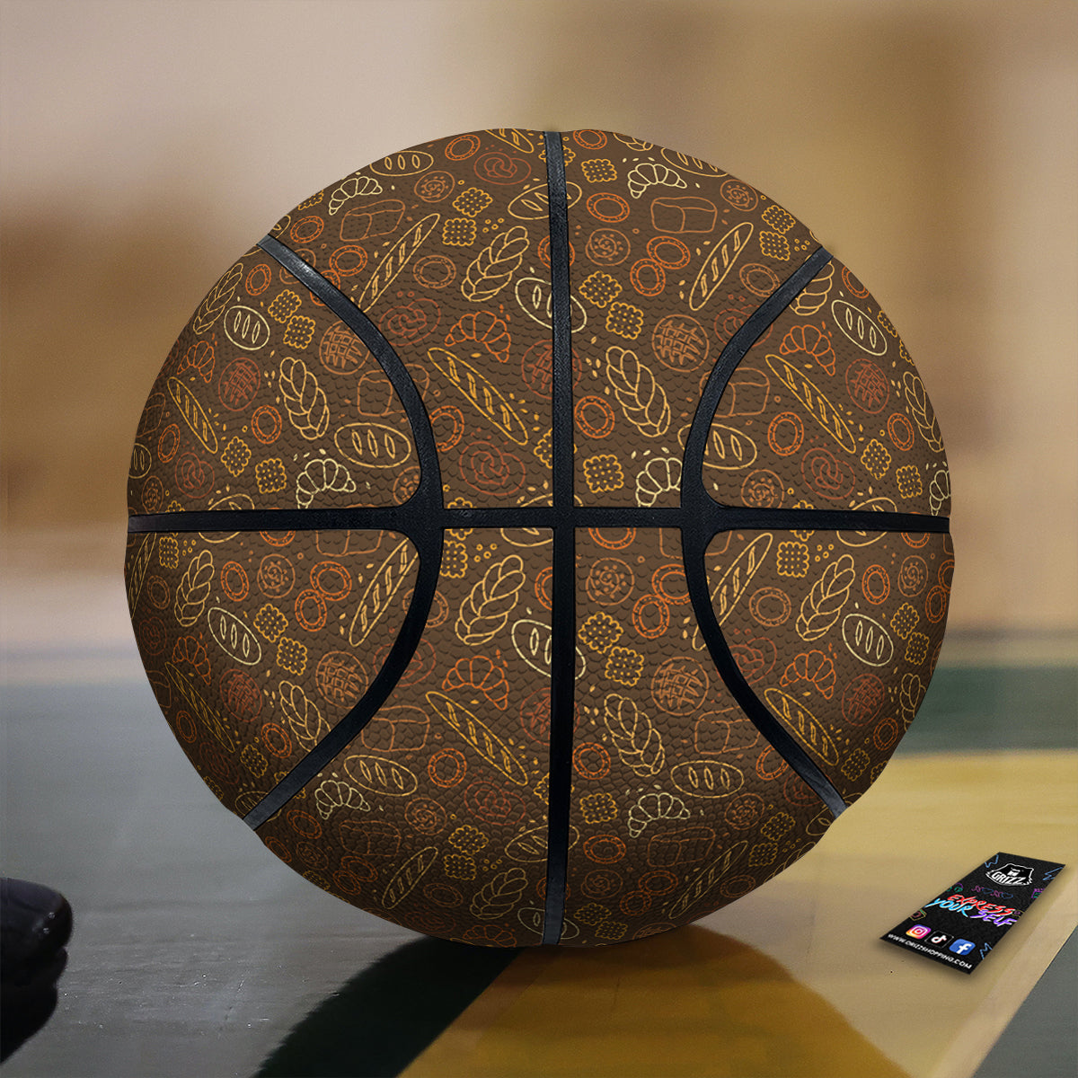 Brown Bakery Print Pattern Basketball-grizzshop