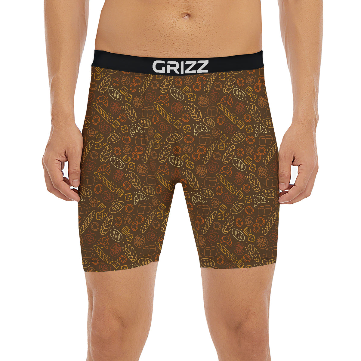 Brown Bakery Print Pattern Boxer Briefs-grizzshop