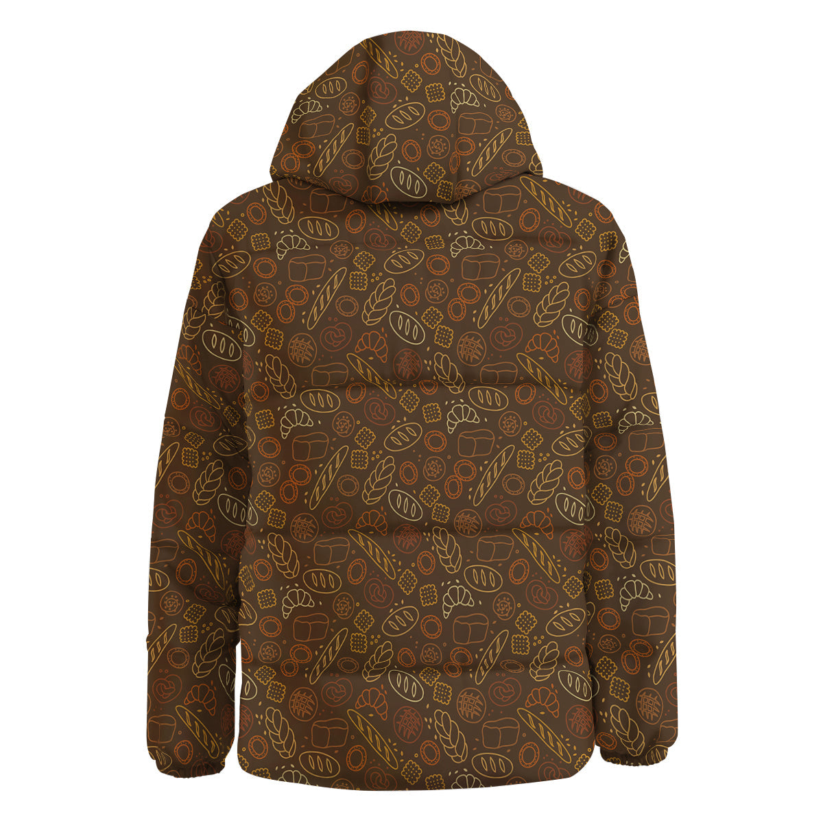 Brown Bakery Print Pattern Down Jacket-grizzshop
