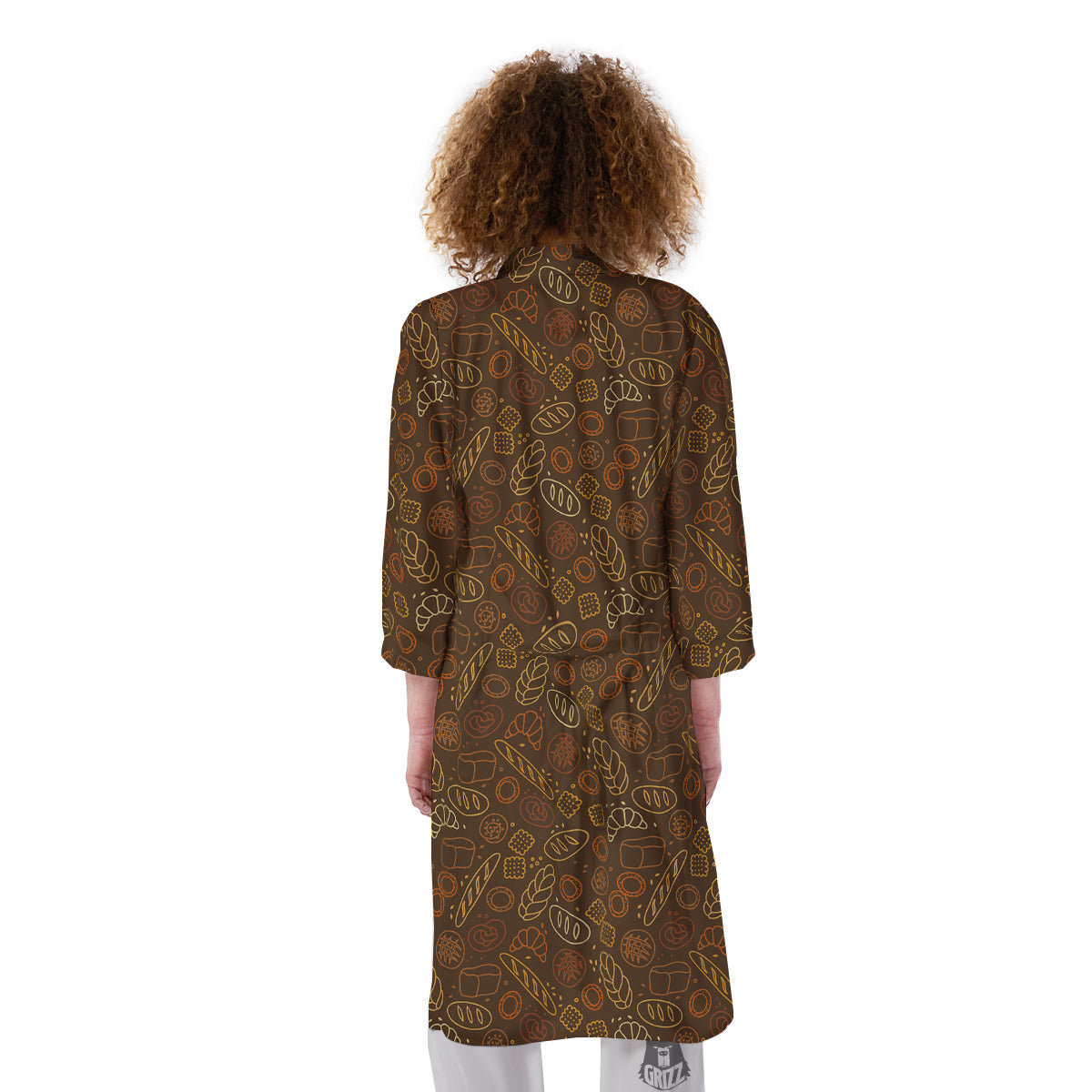 Brown Bakery Print Pattern Kimono-grizzshop