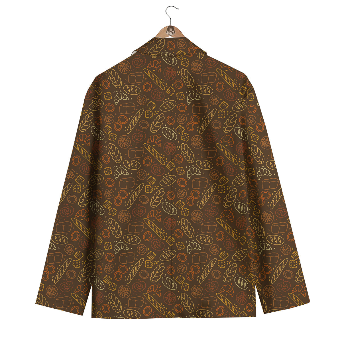 Brown Bakery Print Pattern Men's Blazer-grizzshop