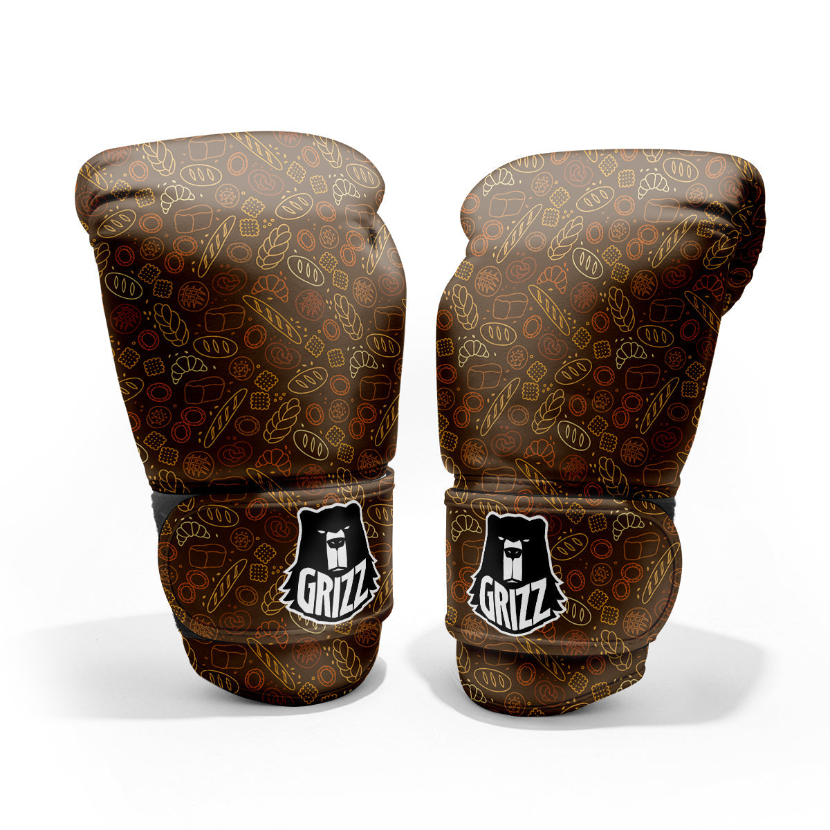 Brown Bakery Print Pattern Sparring Gloves-grizzshop