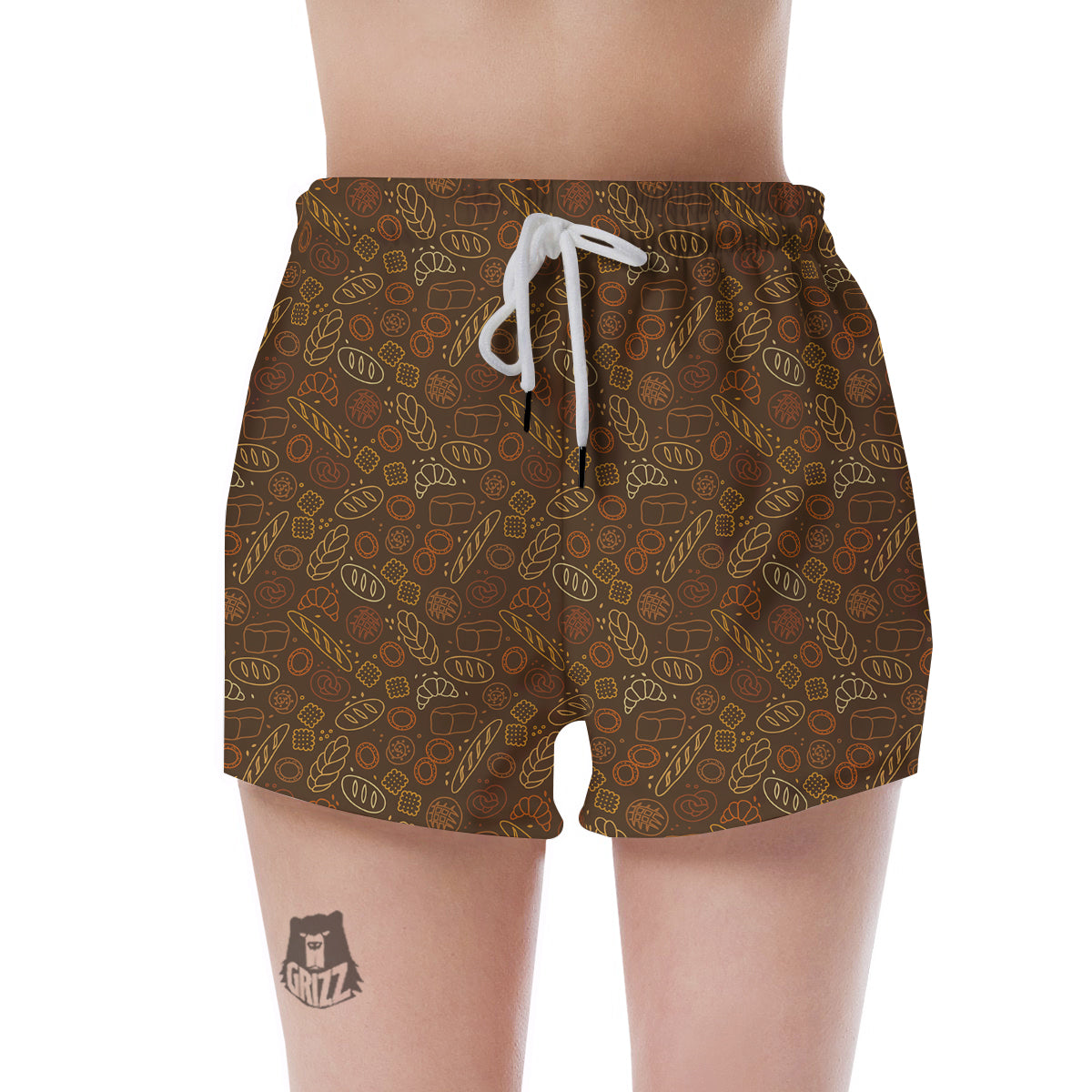 Brown Bakery Print Pattern Women's Shorts-grizzshop