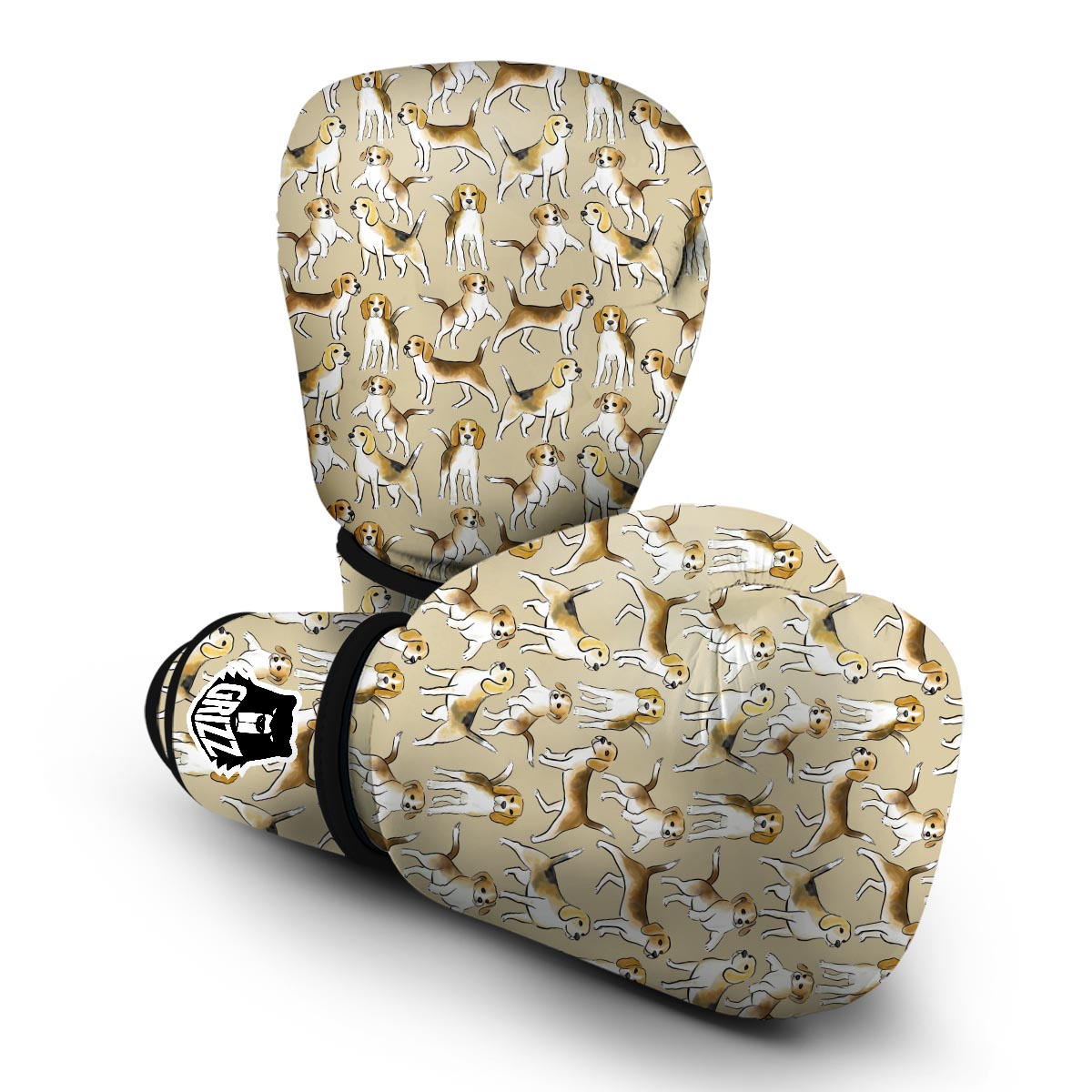Brown Beagle Paw Pattern Print Boxing Gloves-grizzshop