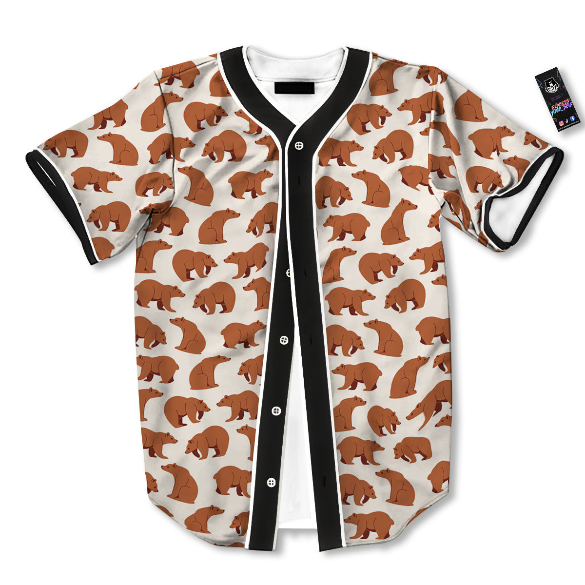 Brown Bear Cute Print Pattern Baseball Jersey-grizzshop