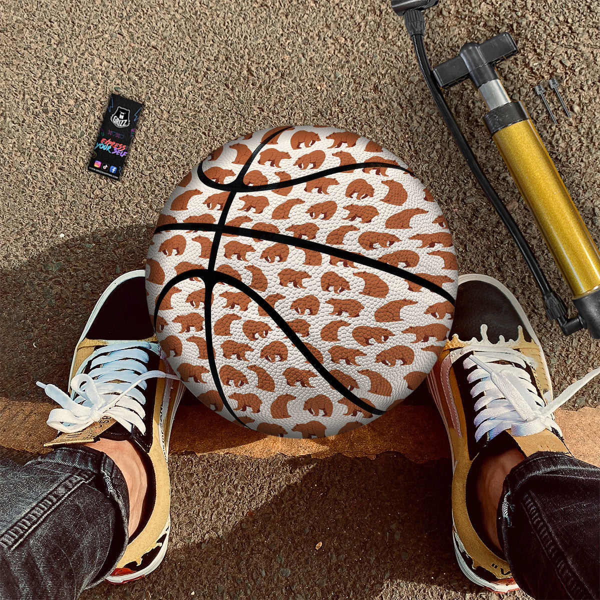 Brown Bear Cute Print Pattern Basketball-grizzshop