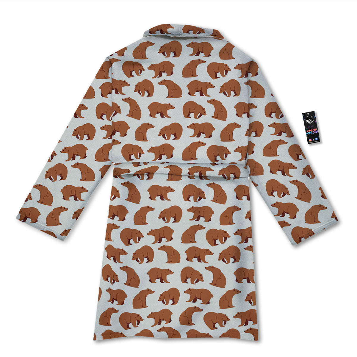 Brown Bear Cute Print Pattern Bathrobe-grizzshop