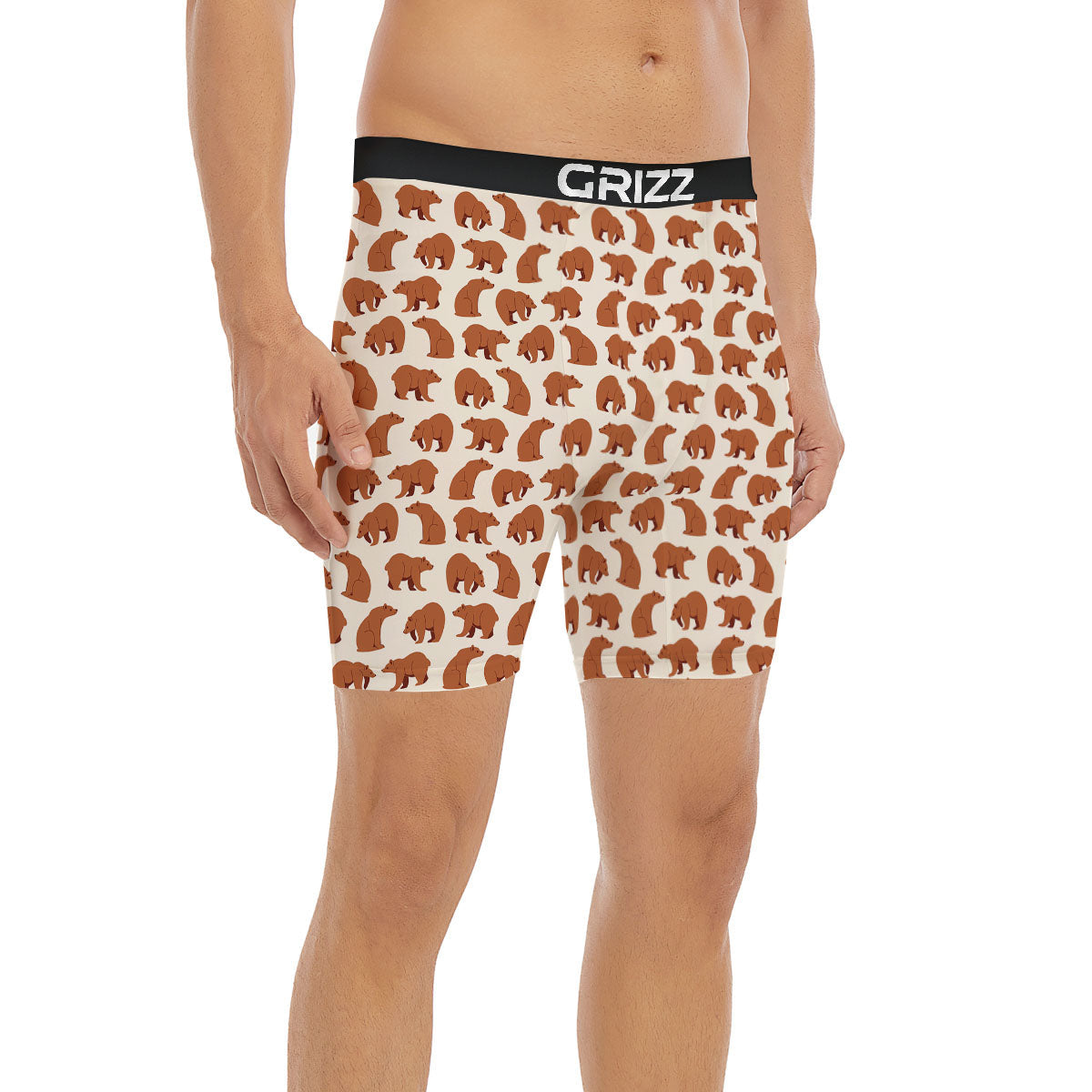 Brown Bear Cute Print Pattern Boxer Briefs-grizzshop