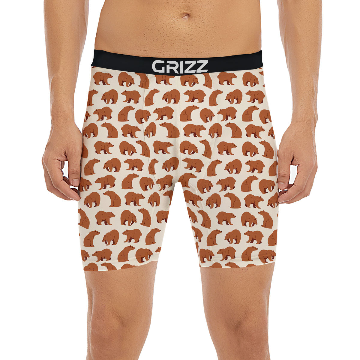 Brown Bear Cute Print Pattern Boxer Briefs-grizzshop