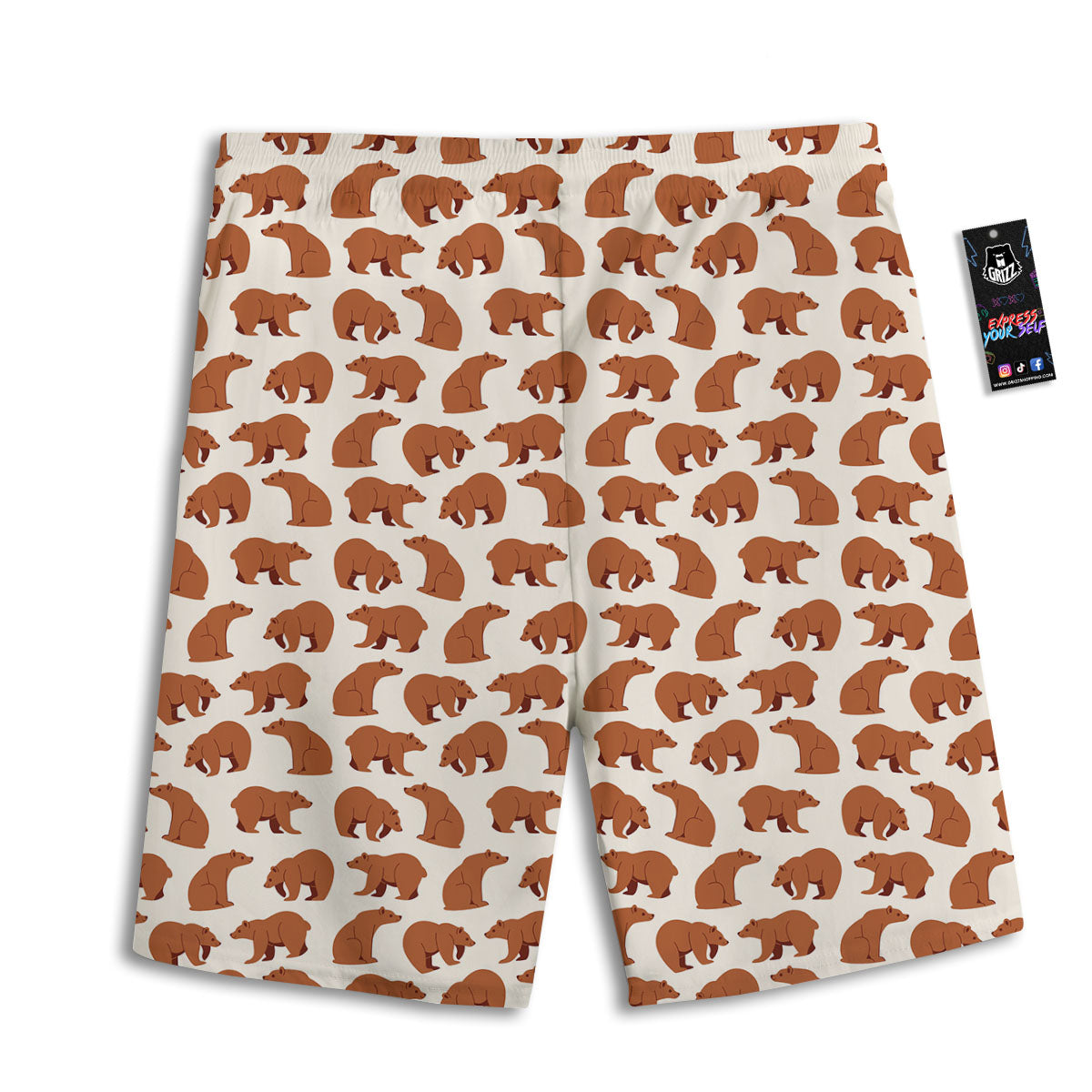 Brown Bear Cute Print Pattern Men's Athletic Shorts
