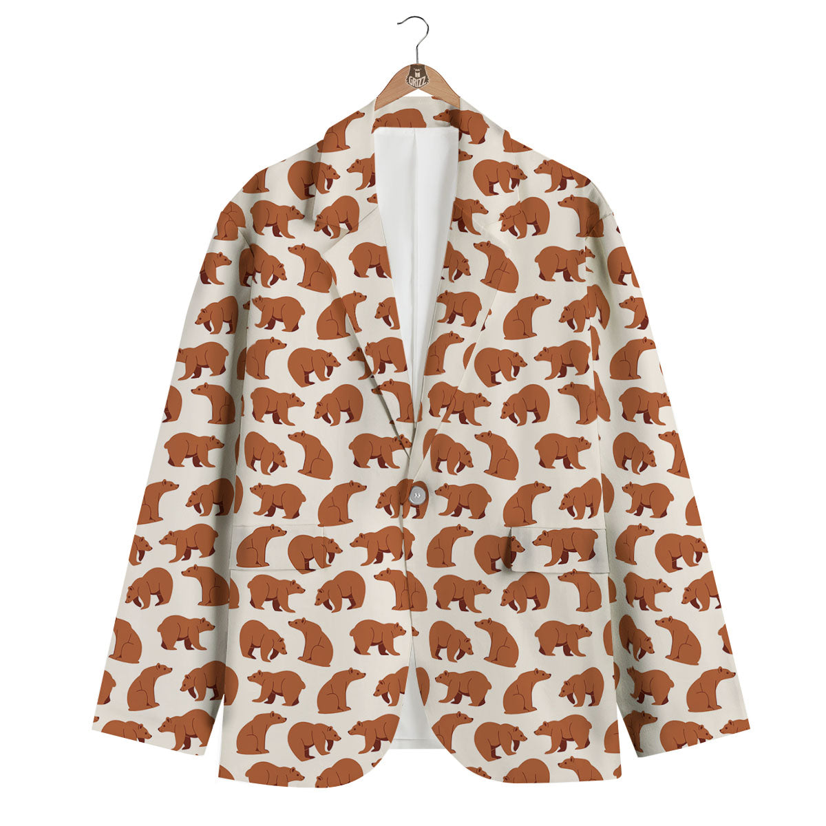 Brown Bear Cute Print Pattern Men's Blazer-grizzshop