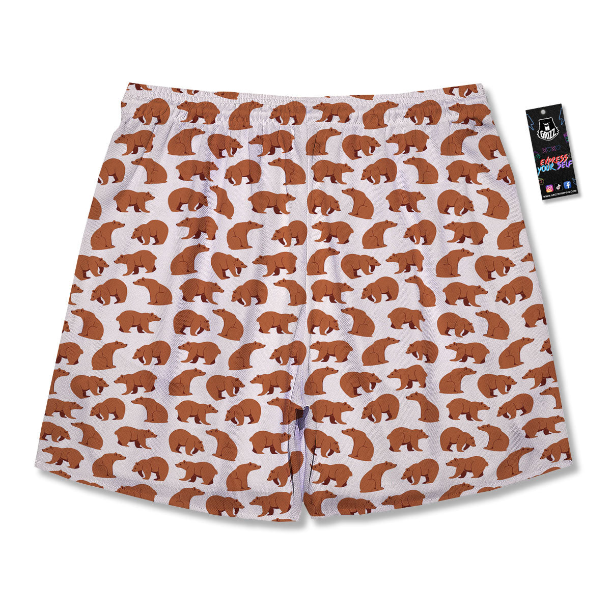 Brown Bear Cute Print Pattern Men's Running Shorts-grizzshop