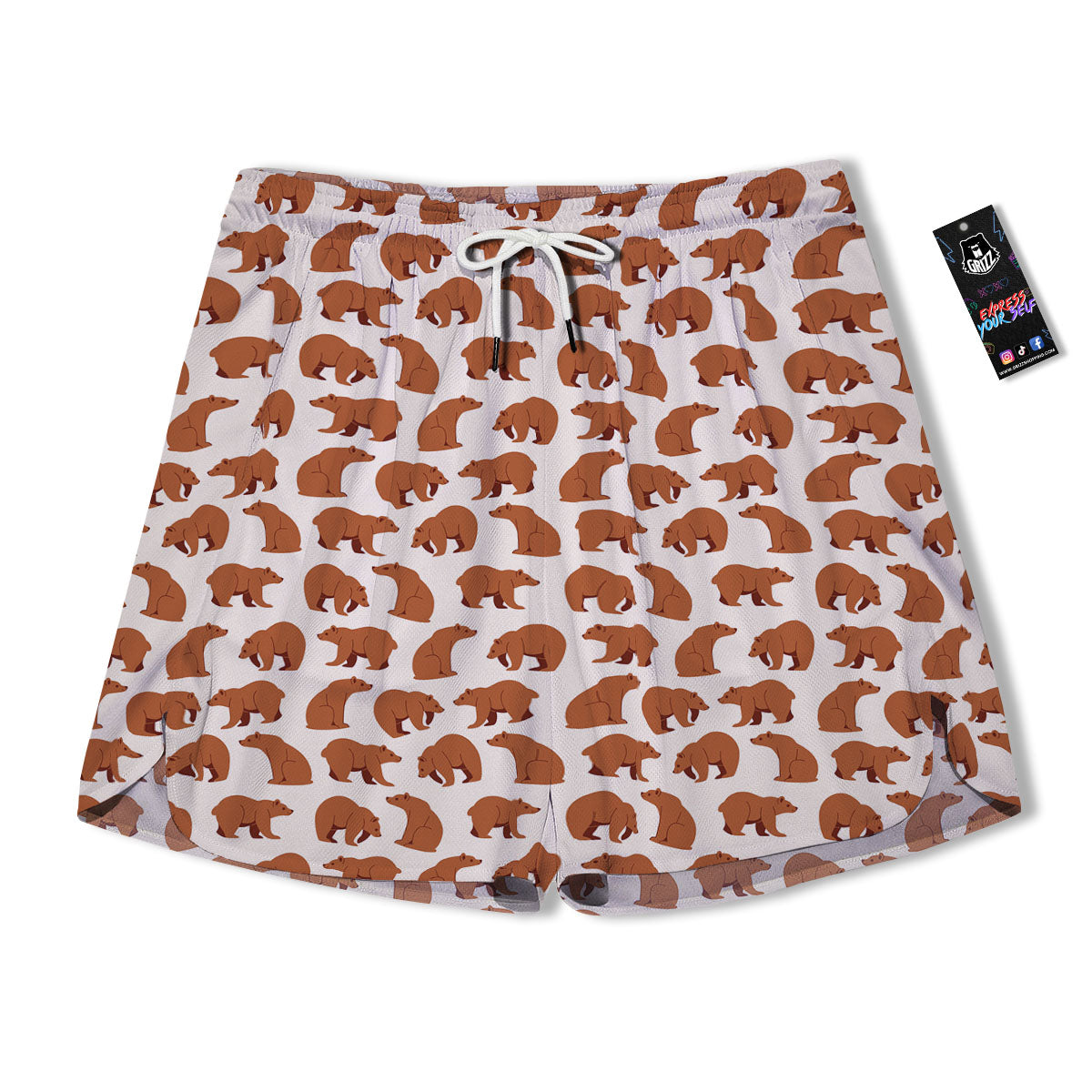Brown Bear Cute Print Pattern Men's Running Shorts-grizzshop