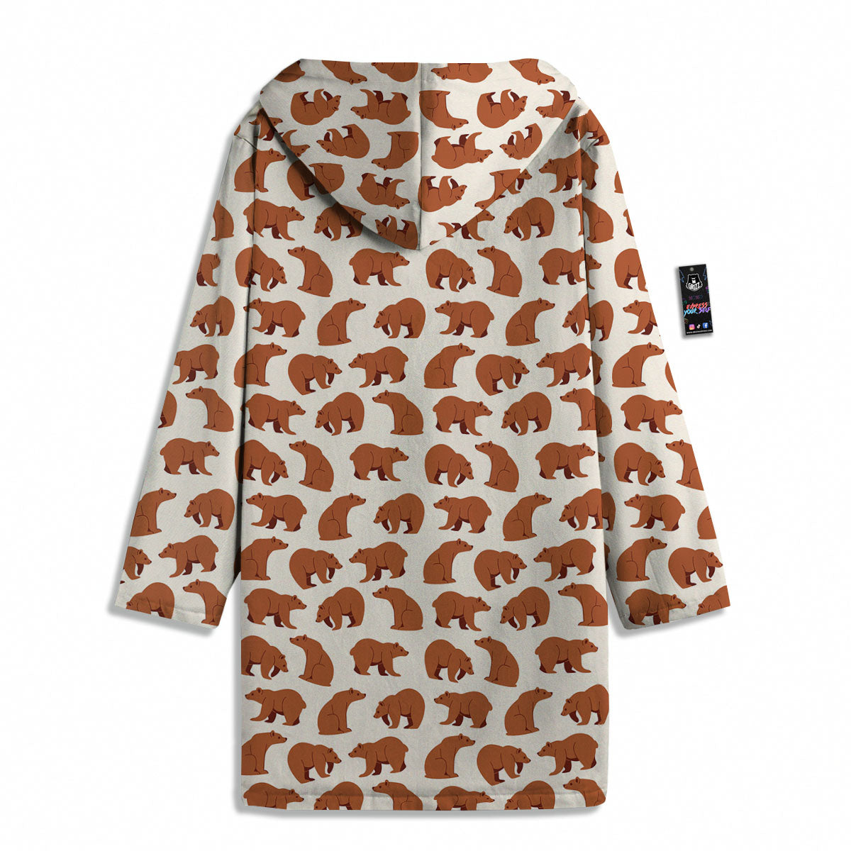 Brown Bear Cute Print Pattern Men's Windbreaker Jacket-grizzshop