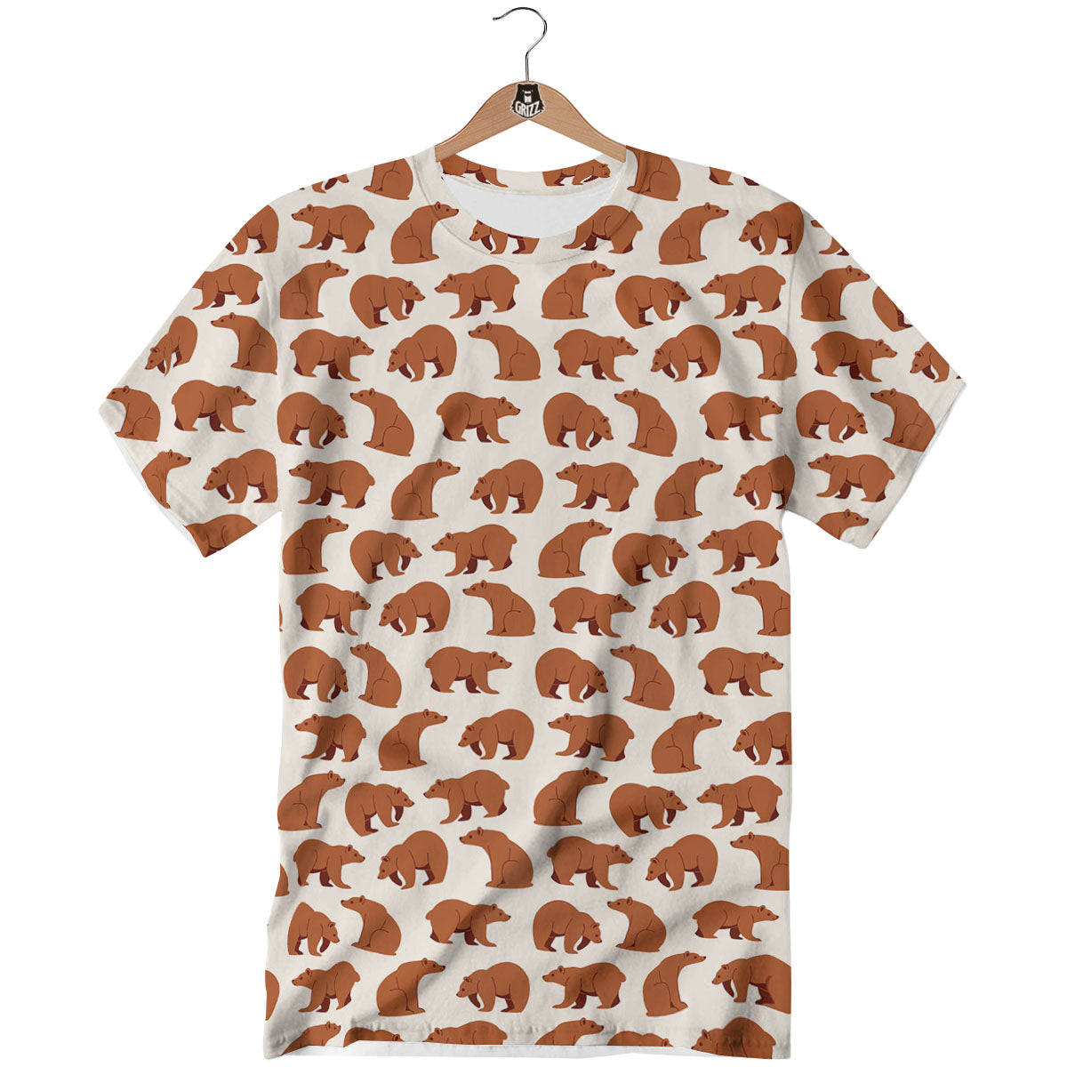 Brown Bear Cute Print Pattern T-Shirt-grizzshop