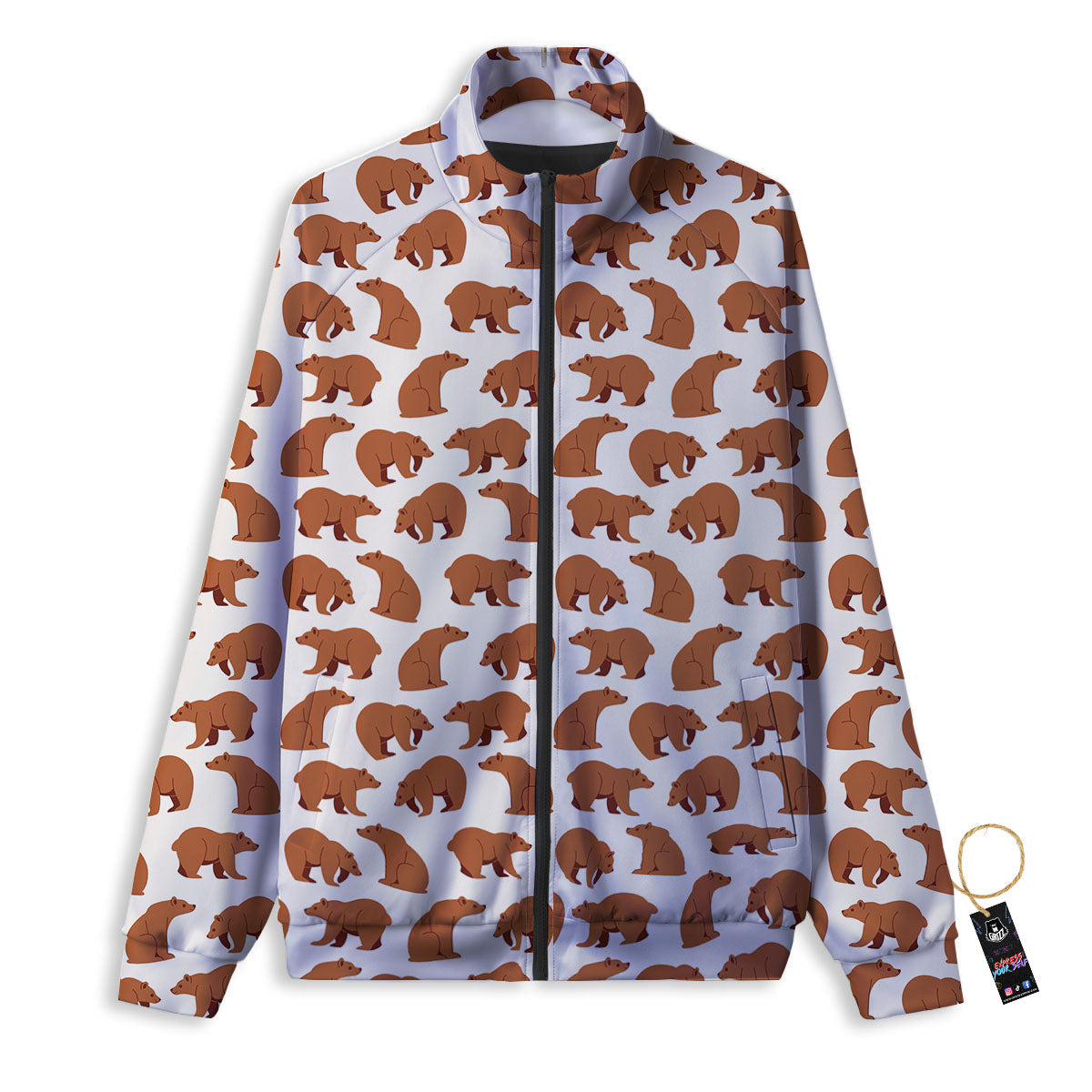 Brown Bear Cute Print Pattern Track Jacket-grizzshop