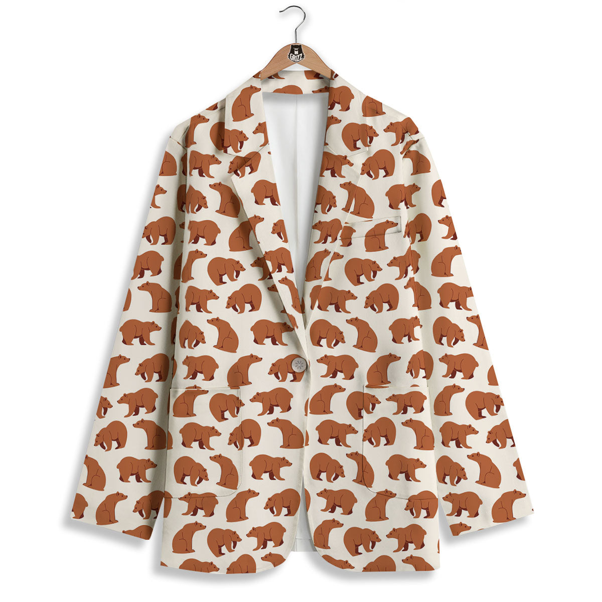 Brown Bear Cute Print Pattern Women's Blazer-grizzshop