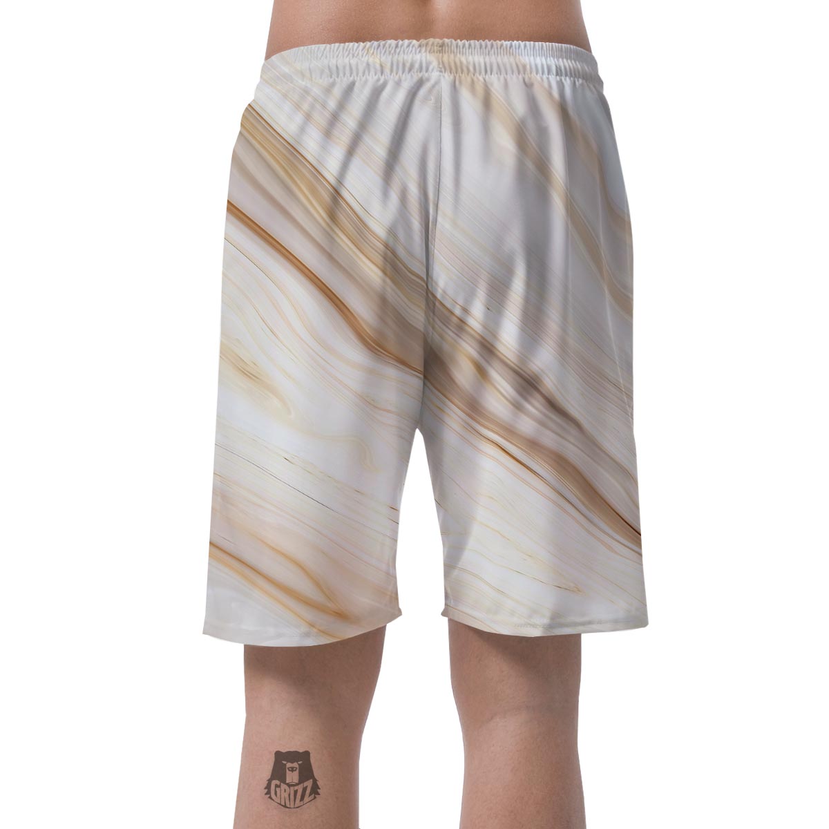Brown Beige Marble Men's Shorts-grizzshop