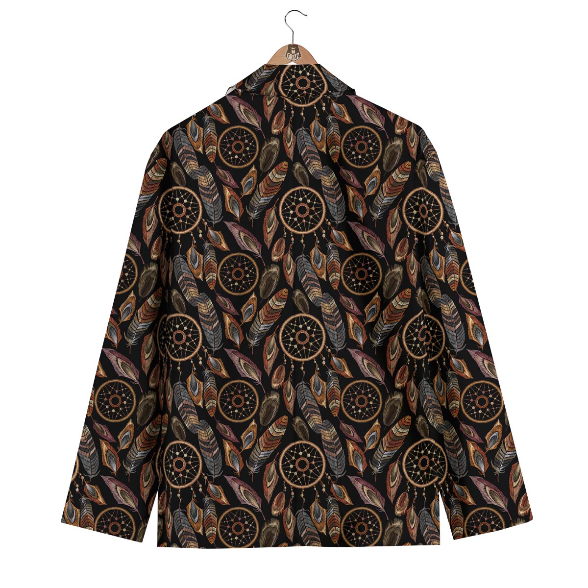 Brown Boho Peacock Dream Catcher Feather Men's Blazer-grizzshop