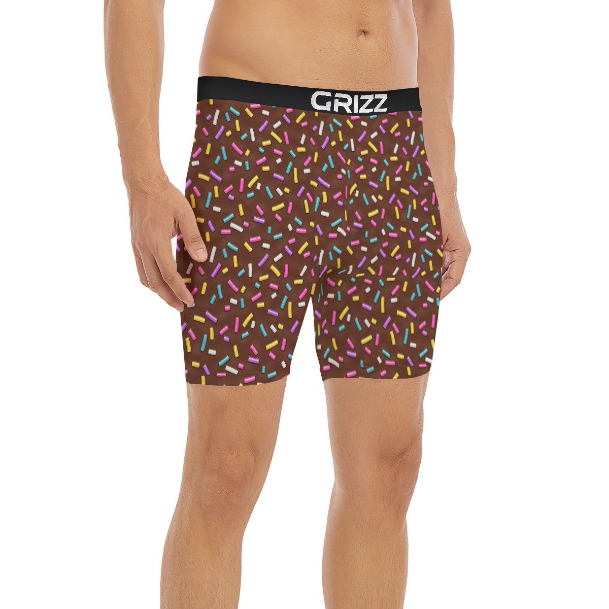 Brown Candy Sprinkles Sweet Print Pattern Boxer Briefs-grizzshop