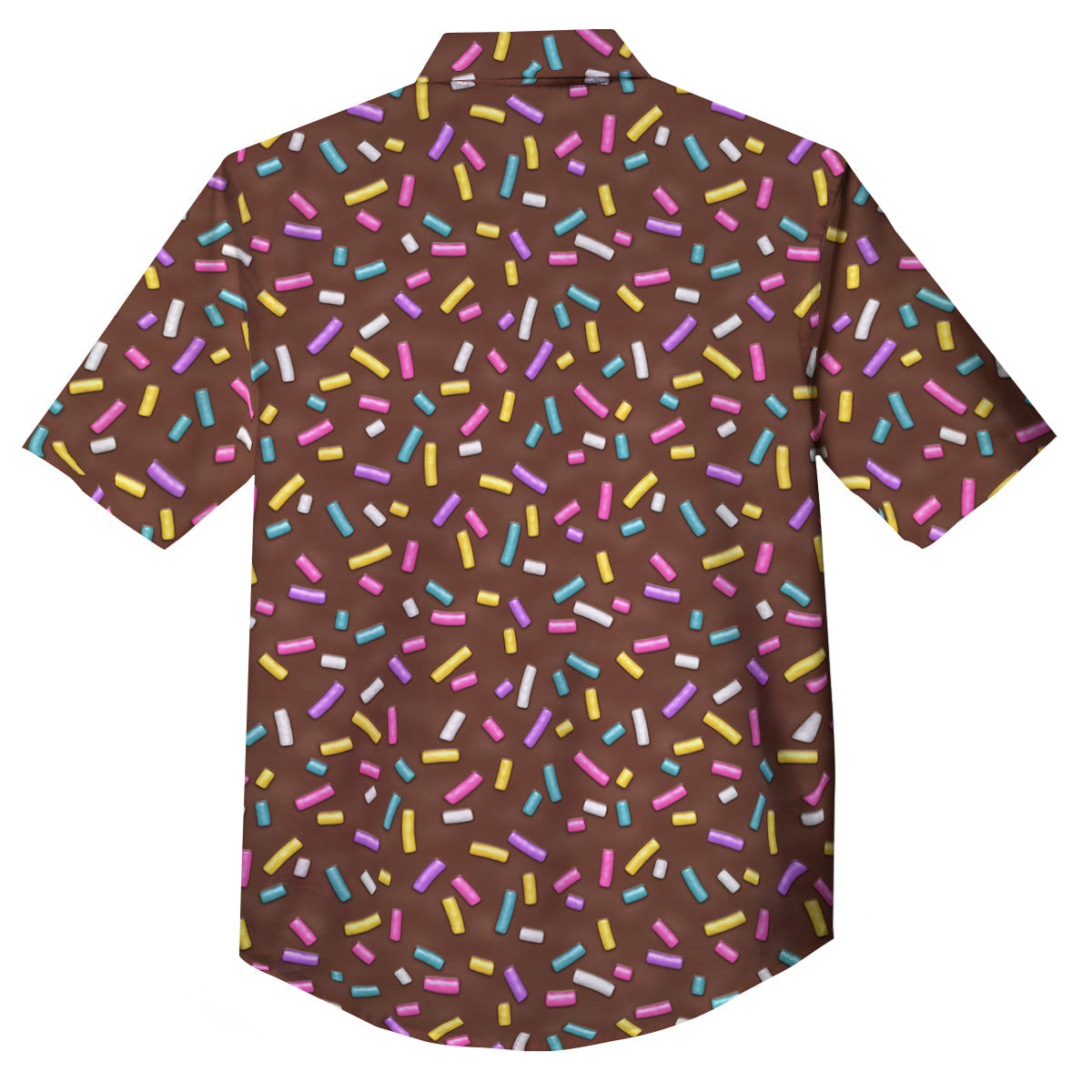 Brown Candy Sprinkles Sweet Print Pattern Button Up Shirt-grizzshop