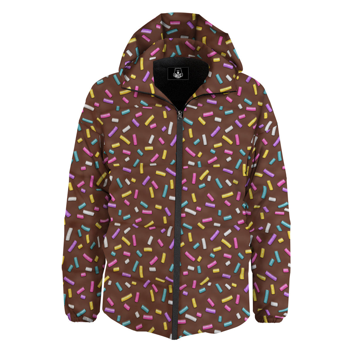 Brown Candy Sprinkles Sweet Print Pattern Down Jacket-grizzshop