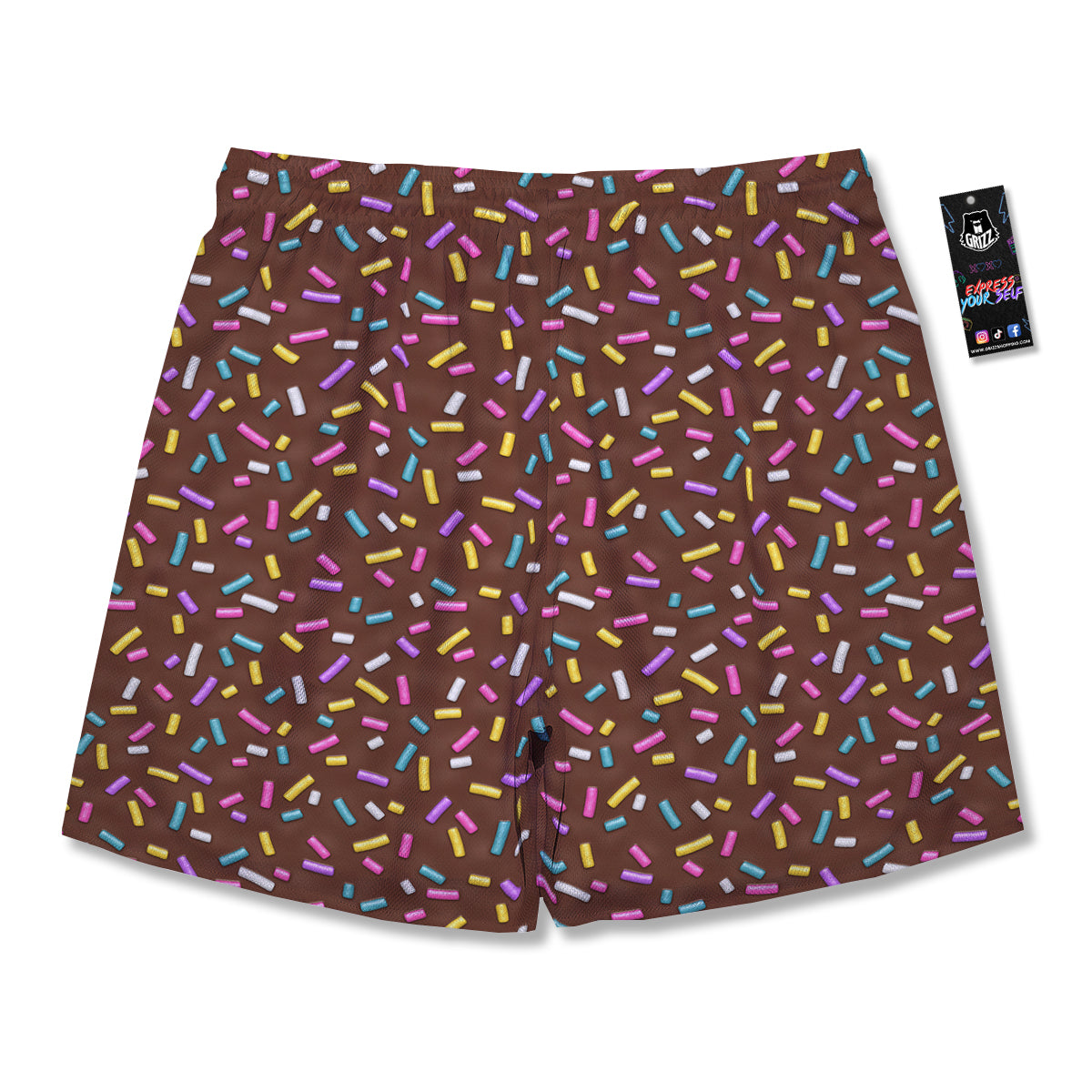 Brown Candy Sprinkles Sweet Print Pattern Men's Running Shorts-grizzshop