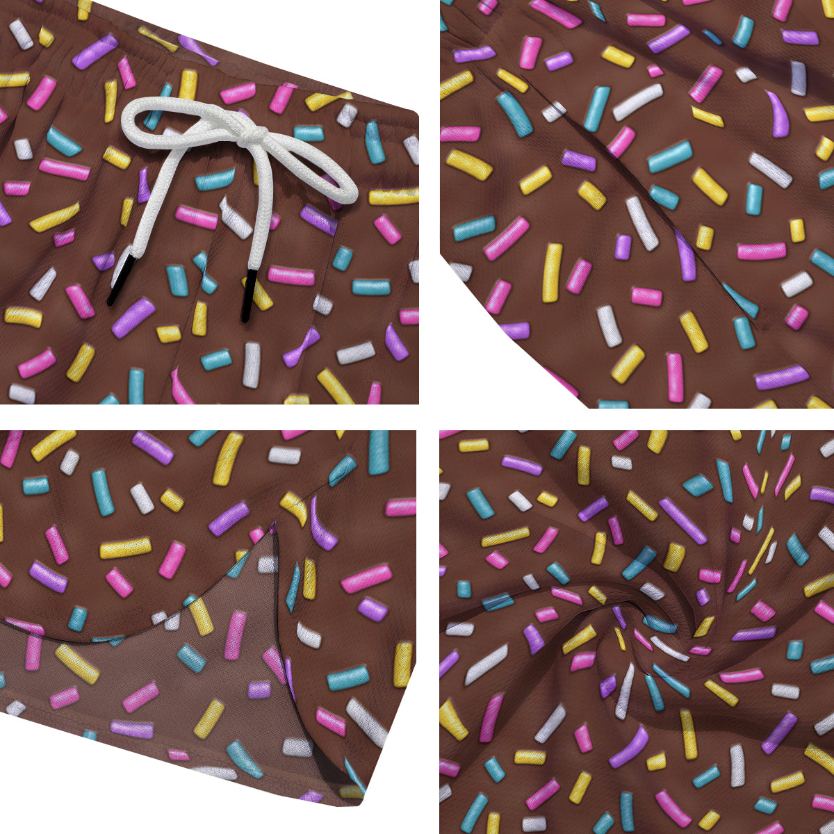 Brown Candy Sprinkles Sweet Print Pattern Men's Running Shorts-grizzshop