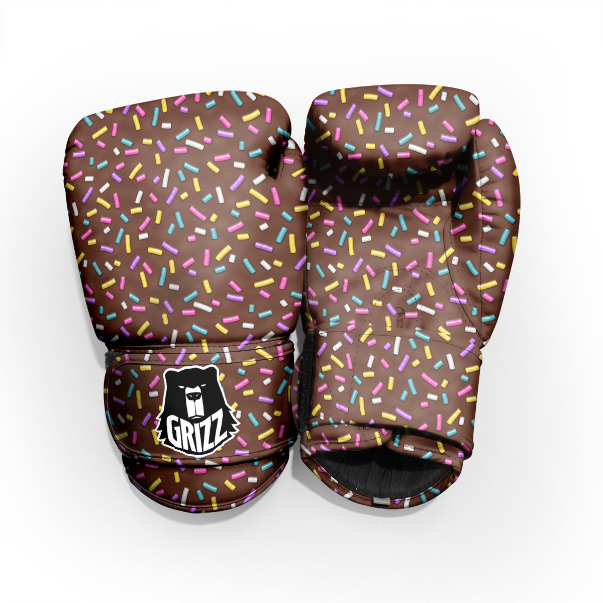 Brown Candy Sprinkles Sweet Print Pattern Pro Boxing Glove
