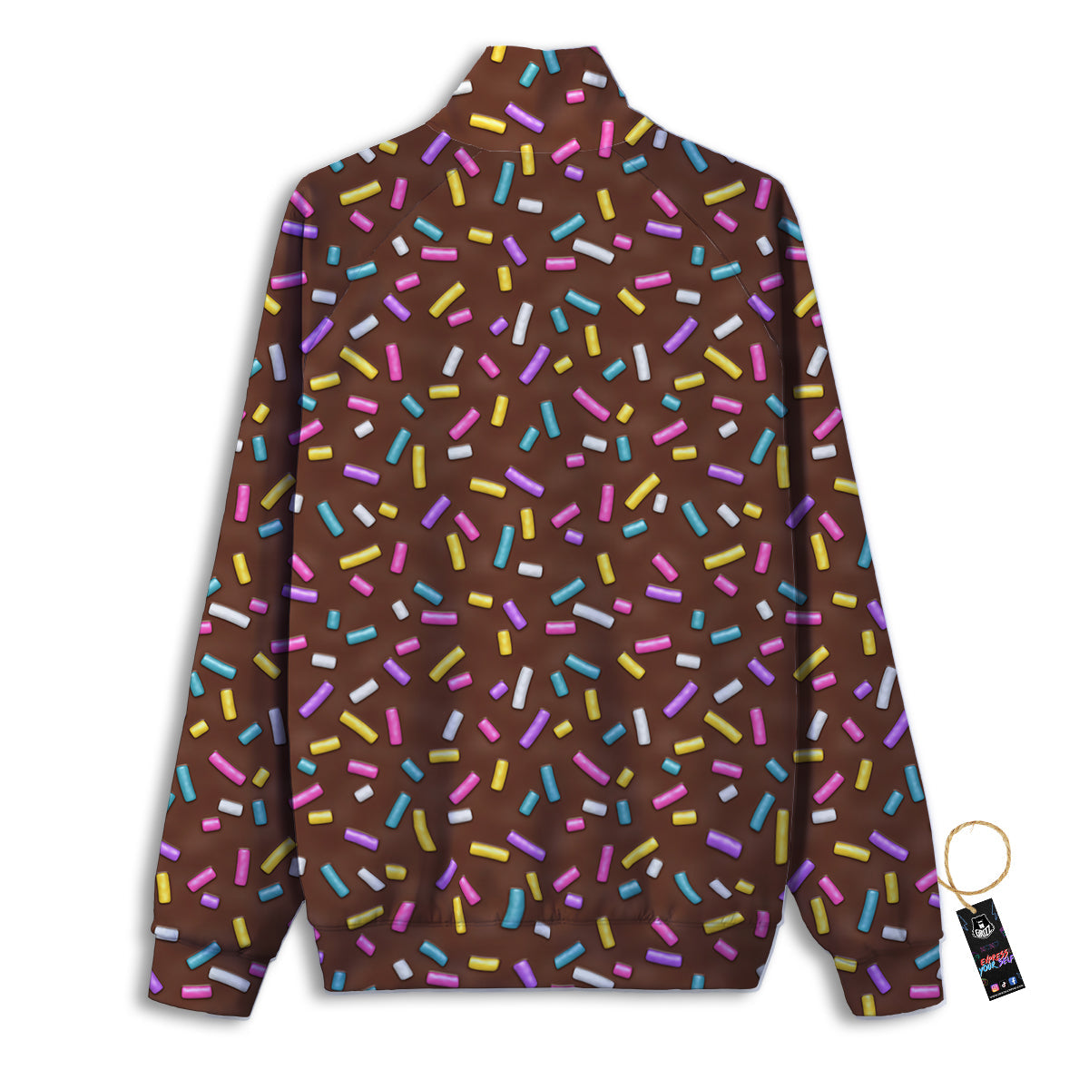 Brown Candy Sprinkles Sweet Print Pattern Track Jacket-grizzshop