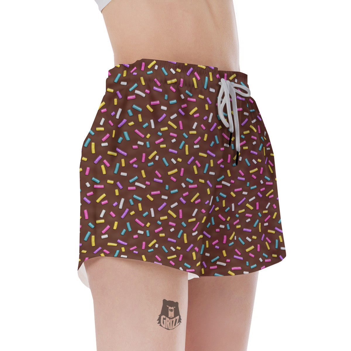Brown Candy Sprinkles Sweet Print Pattern Women's Shorts-grizzshop