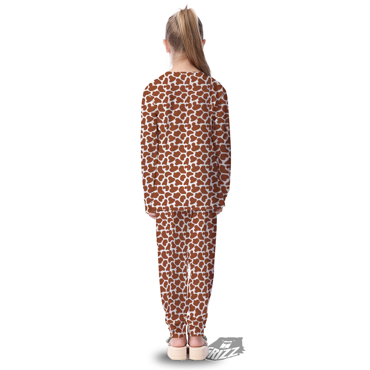 Brown Chocolate And White Cow Print Kid's Pajamas-grizzshop