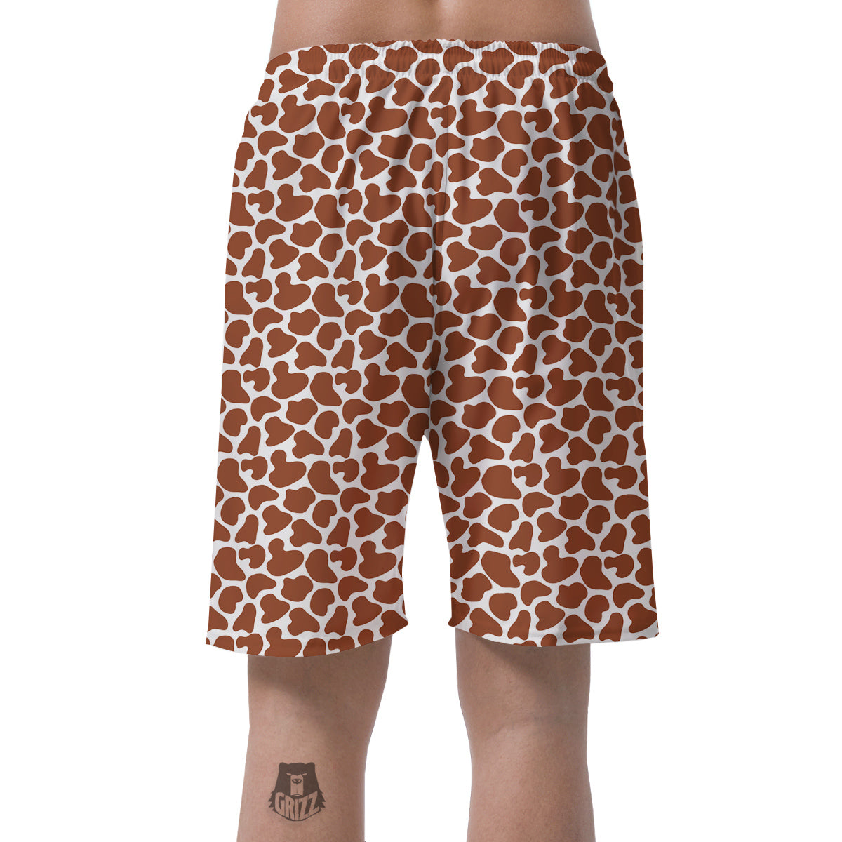 Brown Chocolate And White Cow Print Men's Shorts-grizzshop