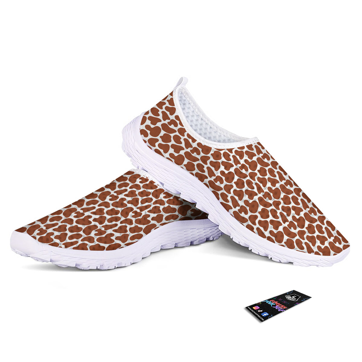 Brown Chocolate And White Cow Print Nurse Shoes-grizzshop