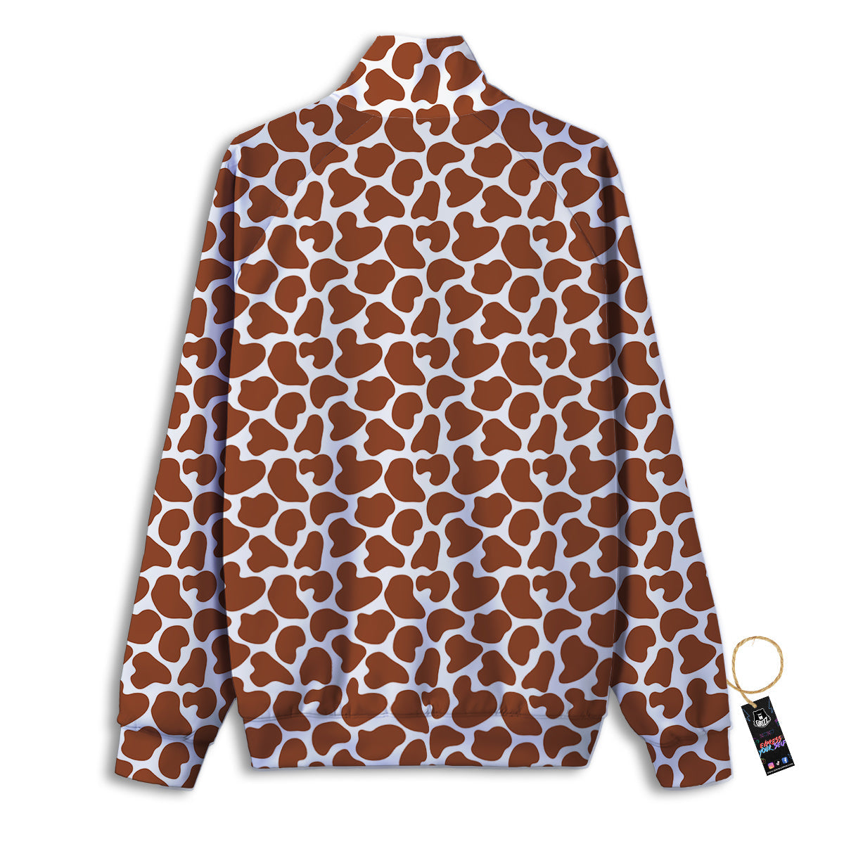 Brown Chocolate And White Cow Print Track Jacket-grizzshop